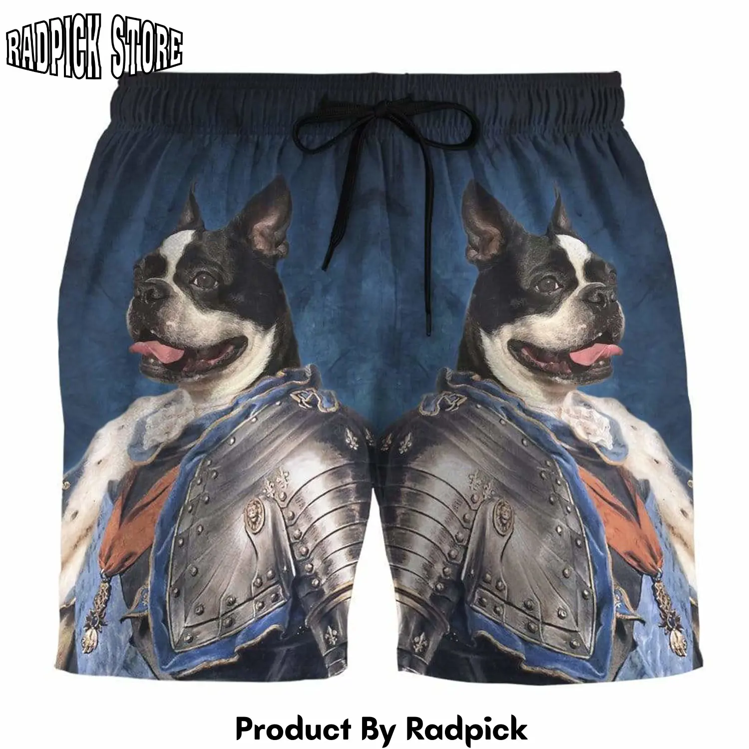 Radpick 3d king louis xv french bulldog custom beach shorts swim trunks rp631406
